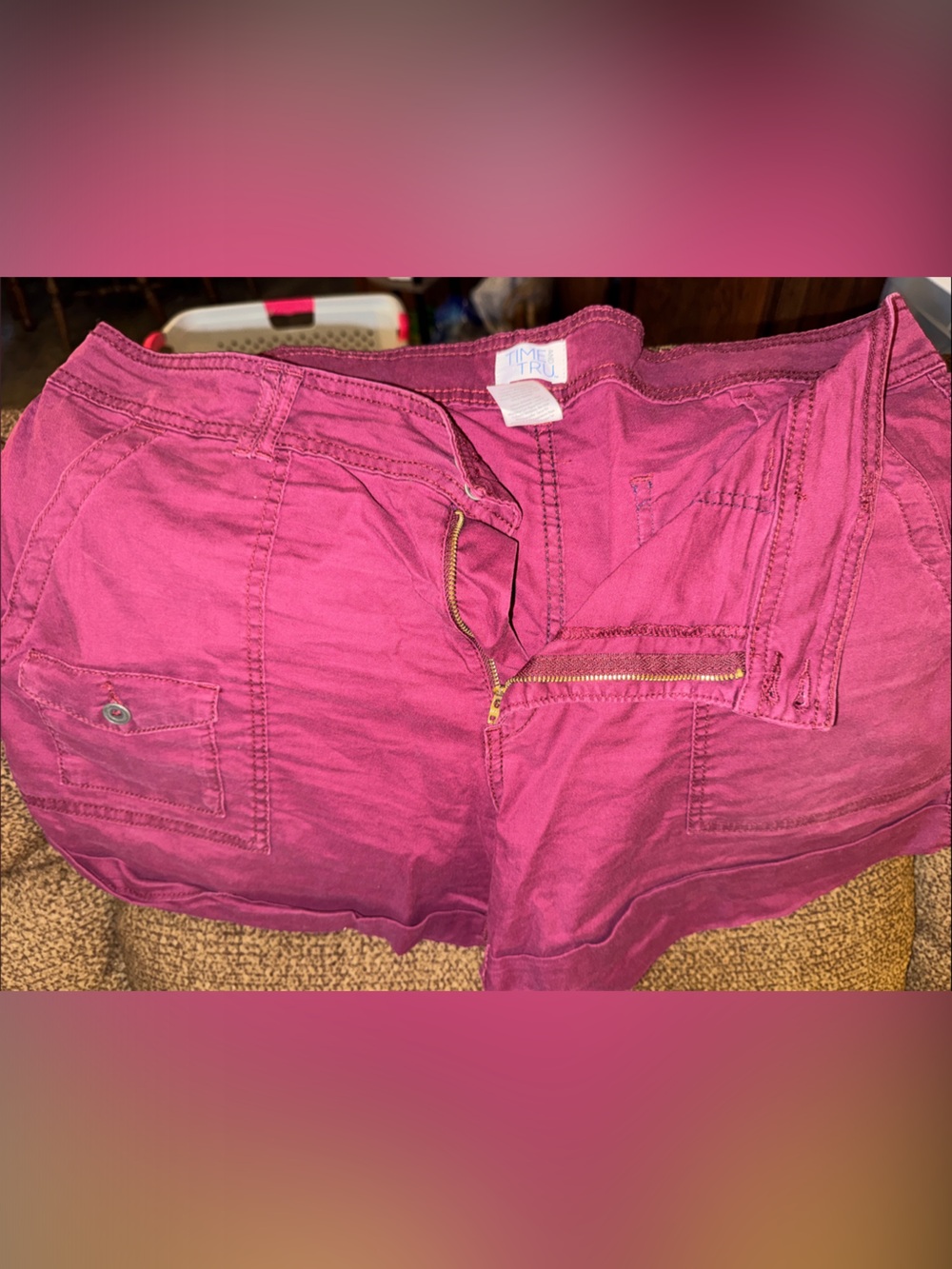 Time and Tru Magenta Cargo Shorts